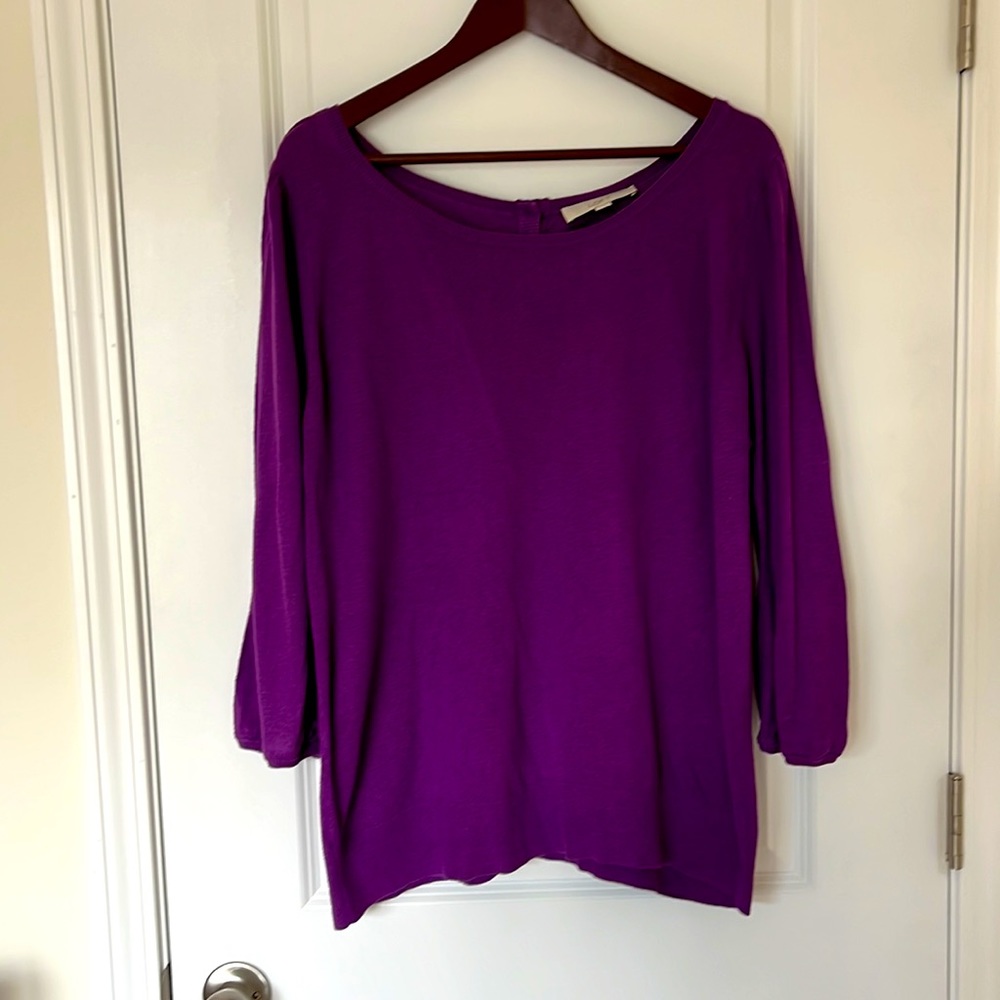 Loft Purple Sweater with Button Detail - Picture 3 of 9